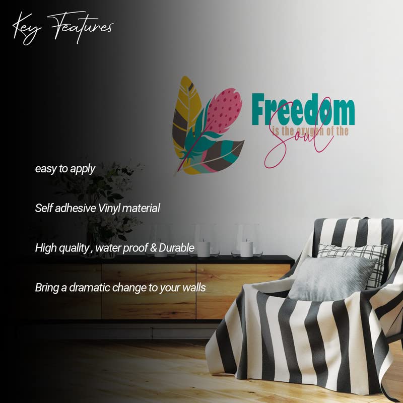 Image of Kotart - Feather and Quotes Printed Wall Decals /Stickers for Home and Living Room Wall Decor