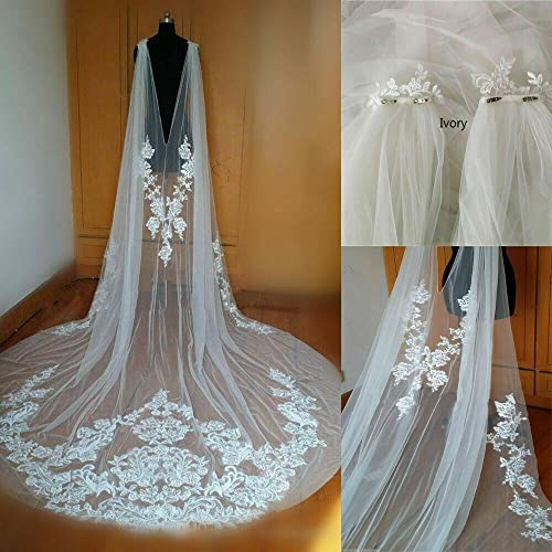 Veste de mariée grande taille blanche cape cathédrale 4m dentelle - 2