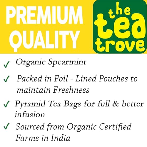 Image of the tea trove Organic Spearmint Herbal Tea Bags - 40 Eco-Friendly Tea Bags (Pack Of 1), 0.04 Kg