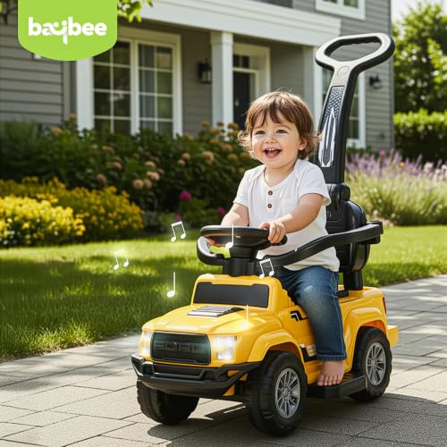 Image of Baybee Roady Pro Ride on Car for Kids | Push Ride on Jeep with Parental Handle & Safety Guardrail | Backrest, Light & Music Rideons Toy Car | Baby Ride on Cars for Kids 1 to 3 Years (Yellow)