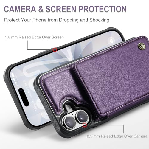Vinich for iPhone 17 Wallet Case with Card Holder, RFID Blocking Credit Slots Kickstand Shockproof Phone Cover Fit for iPhone 17 6.3" Purple by Vinich - Image 2