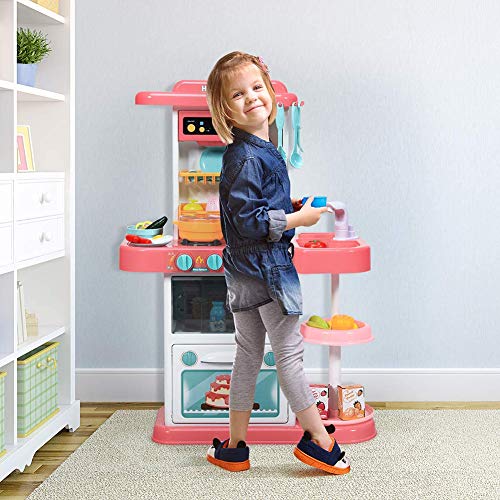 MEILINL Kinderküche Spielküche Spielzeug Küche Vorgetäuschtes Küche Rollenspiel Set Mit Induktionskochfeld Wasserspielen… – Bild 2