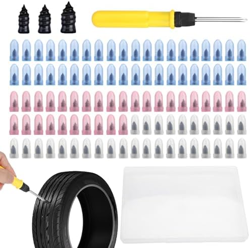 Linkstyle 100pcs Tire Plug Kit, Vacuum Tire Repair Rubber Nails Kit for Car Truck ATV Tyre Puncture Repair