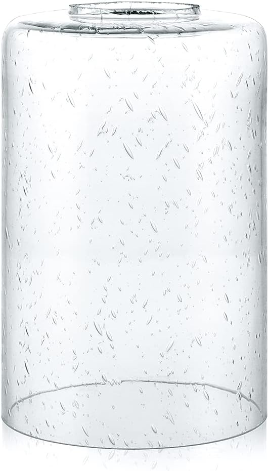 Skelang Seeded Lip-less Glass Lamp Shade, Cylindrical Light Cover with Fitter Opening, Replacement for Chandelier, Pendant, Bathroom Vanity Light, 3 Pcs
