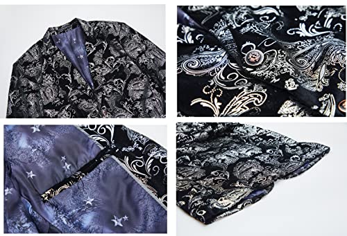 MAGE MALE Men's Dress Party Floral Suit Jacket Notched Lapel Slim Fit Two Button Stylish Blazer3