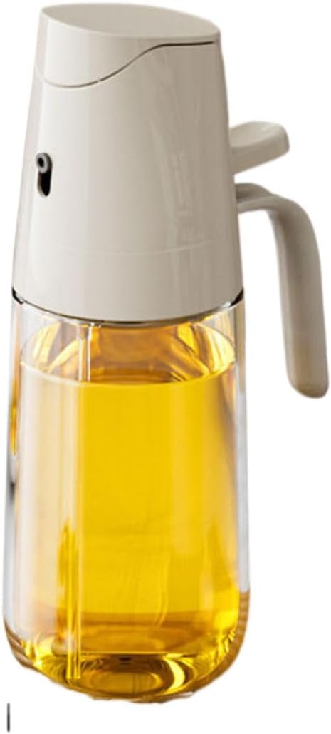 喷油壶 Oil Sprayer for Cooking,Dispenser Bottle for Kitchen Cooking,家用厨房不挂油两用级喷油瓶油罐酱油醋调瓶-【喷油 重力倒油】暖灰白 500ml