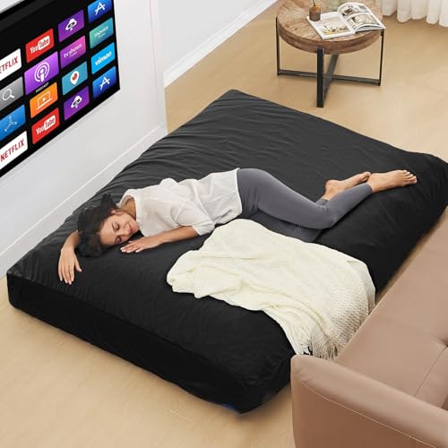 Bean Bag Chairs for Teens - Bean Bag Chair Convertible Bean Bag Bed - Small Beanbag Chair with Micro Fiber Cover/Furniture Foam Filler - Bean Bag Couch Sofa in Bedroom Dorm Room - Youth Carbon Black