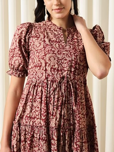 Image of KZULLY | Dress for Women | Summer Outfit | Elegant Casual | Puff Sleeves| Lightweight Polyester Fabric