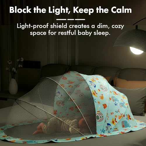 Image of StarAndDaisy Baby Mosquito net for Baby 0-12 Months for Infants, Toddlers Safe Baby, Breathable mesh-Mosquito Net for Baby's Peaceful Sleep, Baby Sleeping Mosquito net - Aqua Print