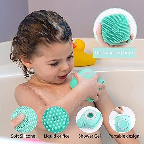 Image of Silicone Bath Brush with Long Handle - Soft Bristles Back Scrubber for Shower | Body Massage - Exfoliating Dirt Removal Brush for Men | Women (Standard Body Comdo)