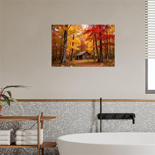 Tableau sur toile automne forêt pour décoration murale salon et chambre moderne 60x90cm