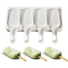 Silicone Ice Cream Maker Pop Mold Popsicle Lolly Mold DIY Kitchen Tool,50 Wooden Popsicle Sticks,4 Holes Twill