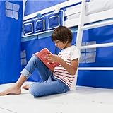 Noa and Nani Mid Sleeper Bunk Bed WHITE Pine Cabin bed with Slide + BLUE Design + Tunnel 6970WG-BLUE - Image 6