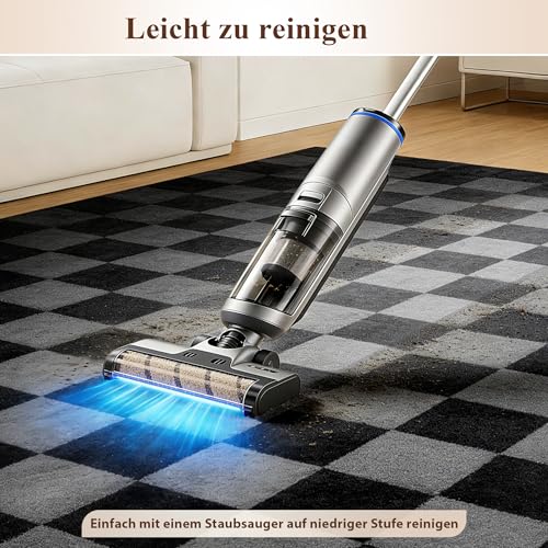 WohnzimmerTeppich Mit Karomuster, Kurzflor, 140X200cm, Schwarz und Grau – Ansicht 3