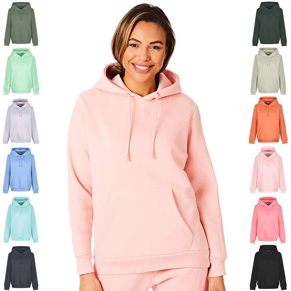 Light & Shade Women’s Fleece Pullover Hoodie with Pocket Soft Hooded Sweatshirt with Drawstring Casual Lounge & Gym Wear (Rose, S)