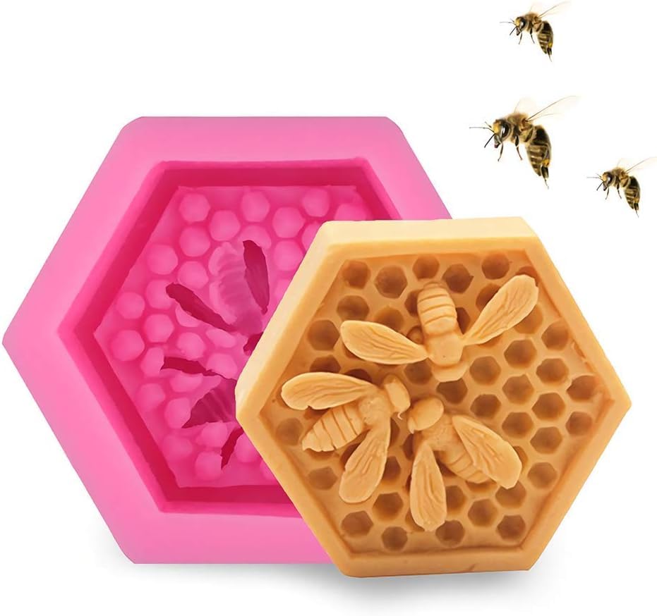FirstTry Bee Honeycomb Shape Soap Mold I 3D Fondant Silicone Beeswax Candle Mould I Handmade Sharp Soap Making Forms I Mould for Lotion Bar Cake Chocolate Candy Ice DIY Resin Art Craft (Hexagon)-image-16