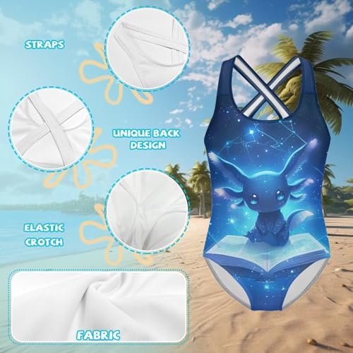 Image of Xpyiqun Swimsuit for Girls One Piece Bathing Suits Size 5-14 Sleeveless Swimwear Cross Shoulder Strap Swimming Wear