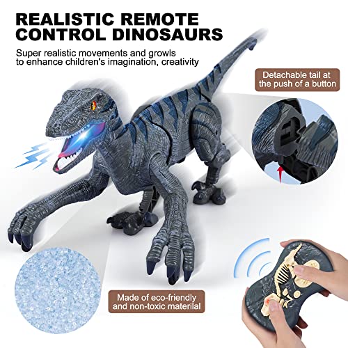 Xfbb Remote Control Dinosaur Toy For Kids,2.4G Electronic Educational Simulation Velociraptor With 3D Eye Shaking Head,Led Light Up &Roaring Sounds,Dinosaur Toys For 4 5 6 7 8-12 Year Old Boys Girls #TOP3