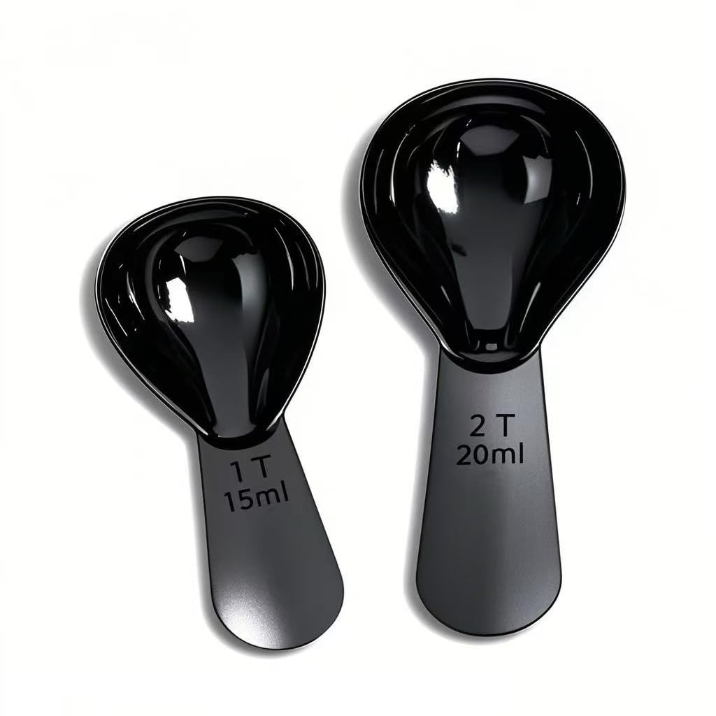Juego de 2 cucharas de café, cucharas medidoras con escala de 15 ml (1 cucharada) y 30 ml (2 cucharadas), cucharas de café de acero inoxidable para té, grano de café, leche en polvo, color