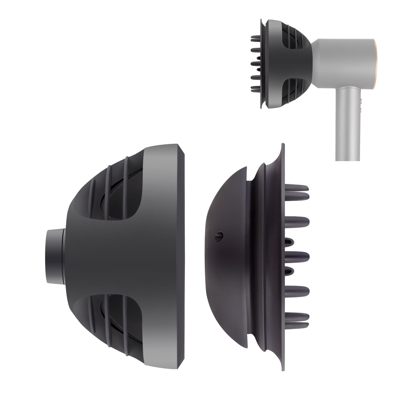Wave+Curl Diffuser Attachment for Dyson Supersonic Hair Dryer HD19(travel) HD01 HD02 HD03 HD04 HD08 HD15, Fast Drying, Dome and Diffuse Modes for Wave Curly Thick, Adding Volume and Define, Gray