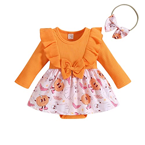 Image of Christmas Baby Girl Clothes Infant Girl Romper Outfit Long Sleeve Bodysuit Romper Dress Floral Playsuit Fall Clothes