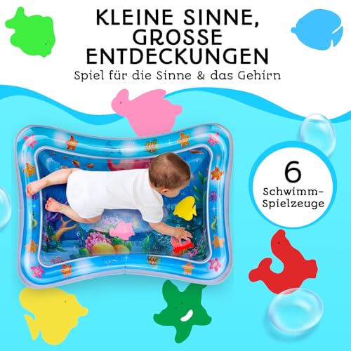 AVEC MAMAN Wassermatte Baby – BPA-freie Wasserspielmatte - Sensorikmatte für Babys - Baby Wassermatte für Bauchlage & Entwicklung - Wassermatte für Baby 3-12 Monate - Spielzeug Baby