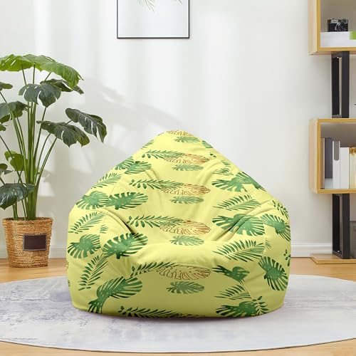 Fasbuy Puff Salón con Asa, Sin Relleno, XXL Funda de Puff Gigante, Salon Bean Bag para Adultos/Juvenil/Niños, Exteriores y Interiores (Amarillo de limón,100x120cm)