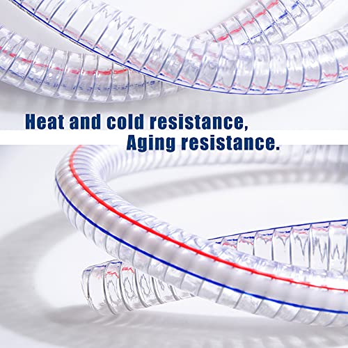 Ququyi 1 Inch Id X 1-1/4 Inch Od Heavy-Duty Steel Wire Suction Pvc Flexible Tubing High Pressure Uv Chemical Resistant Thick Vinyl Hose Tube, 1.3 Ft #TOP2