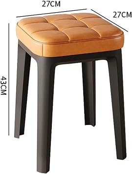 Plastic Stool with PU Seat Cushion, 4 Dining Room Stools, Household Square Stackable Stools, for Living Room,Dining Room, Kitchen, Classroom,A [Energy Class A]