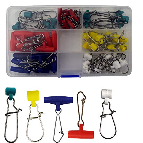 Luengo 30pcs Fast Lock Fishing Line Slide Snap Swivel with 5# Stainless Steel Snap Clips for Fishing Mix Color