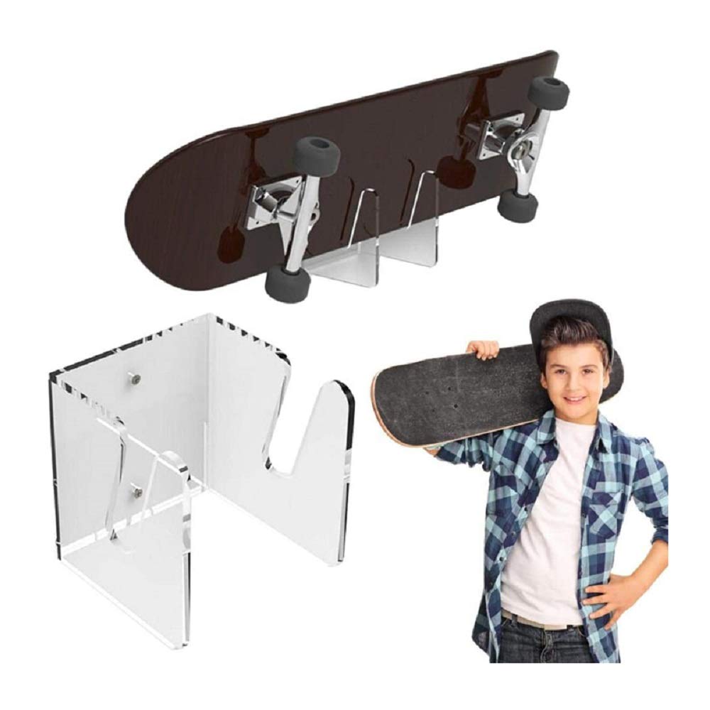 WANLIAN Skateboard Wall Mount Rack - Transparent Acrylic Display Hanger For Boards & Decks