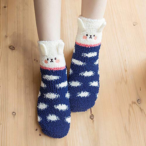 asdas Slipper Socks for Women with Grippers Non Slip,Fuzzy Socks Blue Bunny Non Slip Indoor Animal Grippers Grip Socks Warm Fleece Socks Non Skid Socks Soft Fluffy Socks Warm Cozy Fleece-Lined with