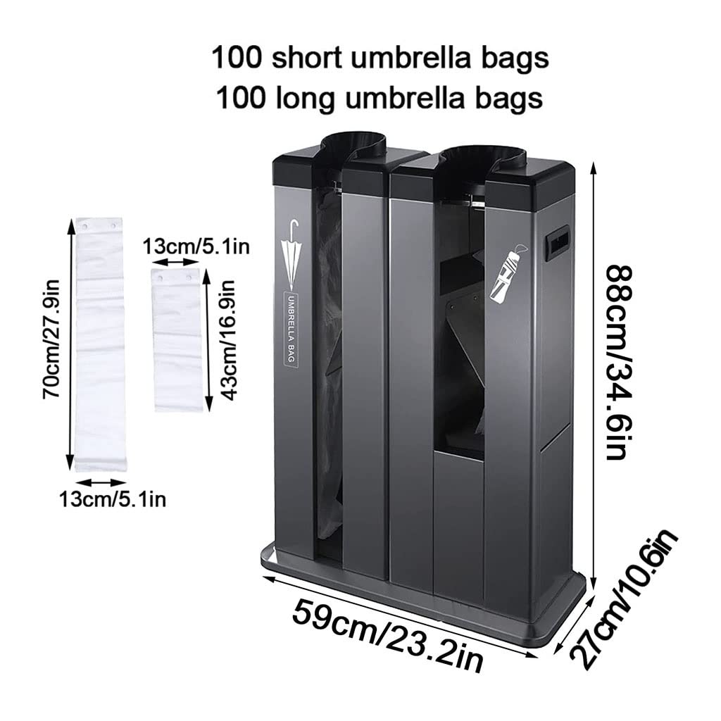 Support automatique pour parapluie humide – Porte-parapluies en métal avec 200 sacs, machine d'emballage de parapluie de pluie professionnelle pour plus de commodité et d'organisation