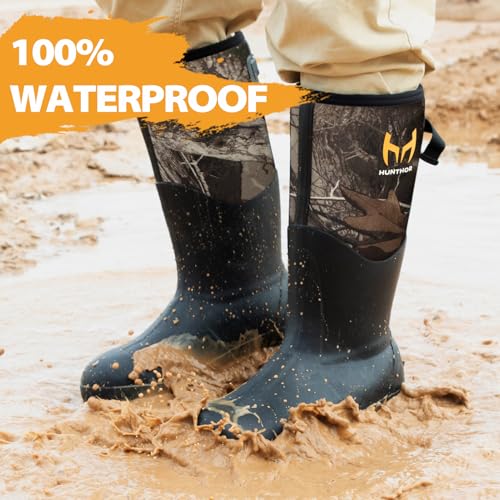 Image of Hunthor Steel Toe Rubber Work Boots, Puncture-Proof with Steel Shank