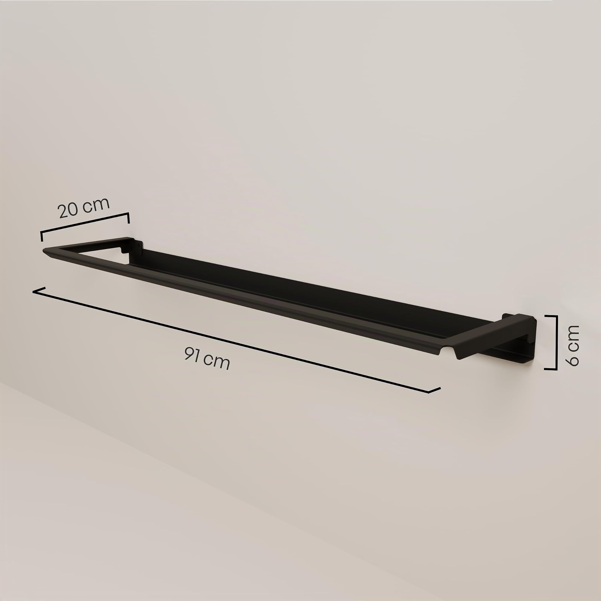 pamo étagère à Chaussures Murale en métal 91 x 20 cm – Étagère à Chaussures | gain de place à fixation murale pour entrée, dressing ou chambre – Noir