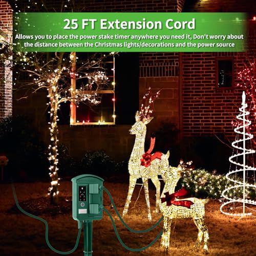 image for QITIM Outdoor Power Stake Timer for Christmas Light Decorations Waterp