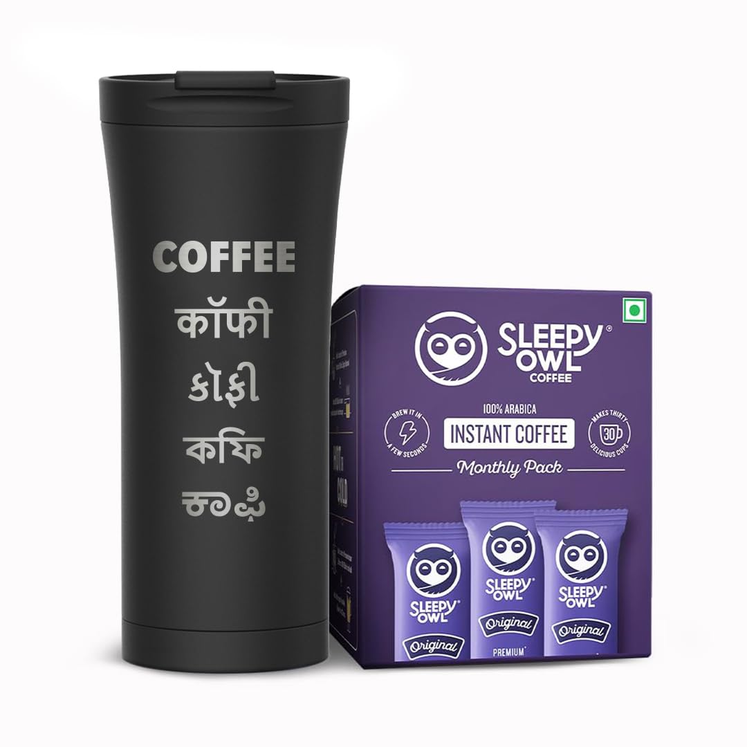 Sleepy Owl Travel Gift Pack: 30 Original Instant Coffee Sachets & Travel Mug | Makes 30 Cups | 100% Arabica Coffee | Insulated Coffee Mug with Lid | Gift for Birthday, Anniversary, Wedding, Women, Men (B0CYHCP52C) Amazon Price History, Amazon Price Tracker