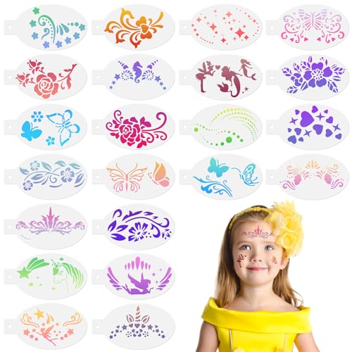 URAQT Plantilha de Pinturas Faciais, 22 Plantilhas para Pintura Facial para Crianças e Adultos, Plantilhas para Pintura Corporal Reutilizáveis para Halloween, Festas, Maquiagem, Carnaval, Natal (B)