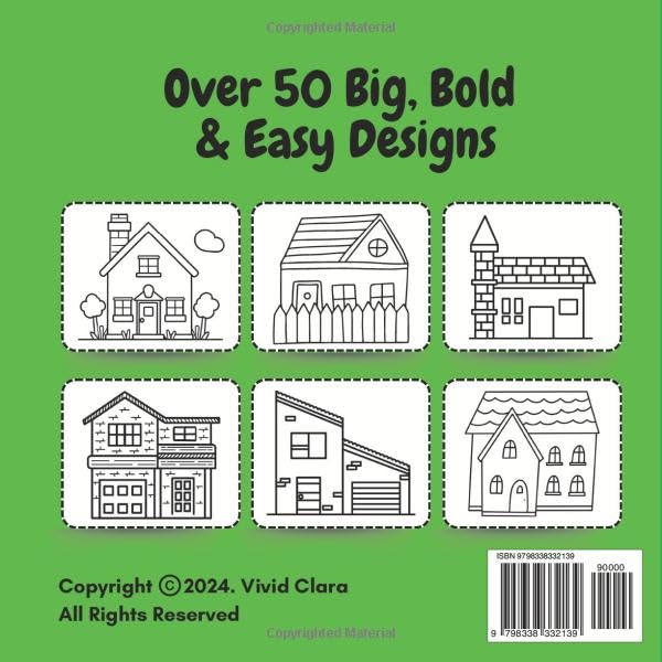 Bold & Easy Coloring Book: Amazing Houses for Adults & Kids, - Simple Art Designs: Over 50 Beautiful Homes, Modern, Tiny House, Cottages, Ranch ... & Stress Reliief (Bold & Easy Coloring Books) image 3