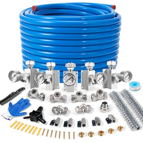 3/4 200FT Pressure Gauge Shop Air Line Kit HDPE-Aluminum Pipe