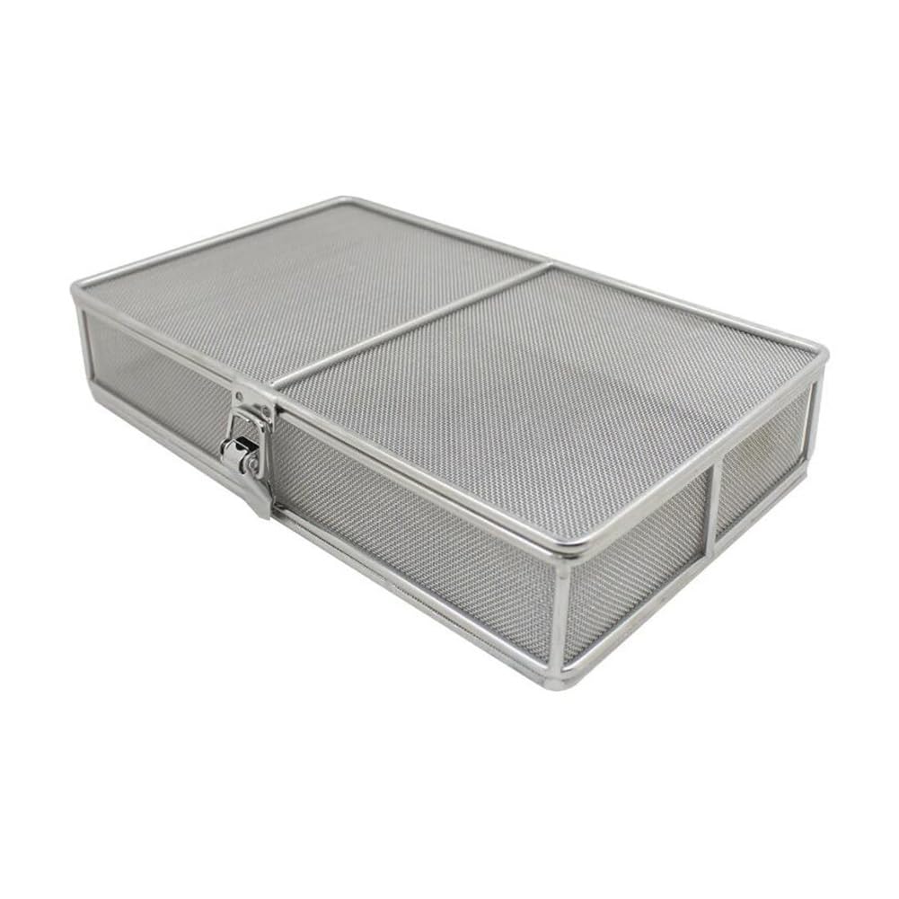 Instrumentententablett Sterilisationskörbe mit Deckel, Edelstahl, Hochtemperatur- & Druckwerkzeug, 23 x 12 x 5 cm, poröses Design für sicheren chirurgischen Gebrauch