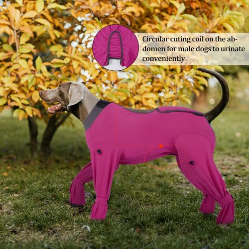 Image of ROZKITCH Dog Surgical Recovery Suit, Long Sleeve for Post-Operative Wounds, Prevent Licking & Shedding, E-Collar Alternative for Large Dogs (Male /Female) 4-Leg Rosered XL