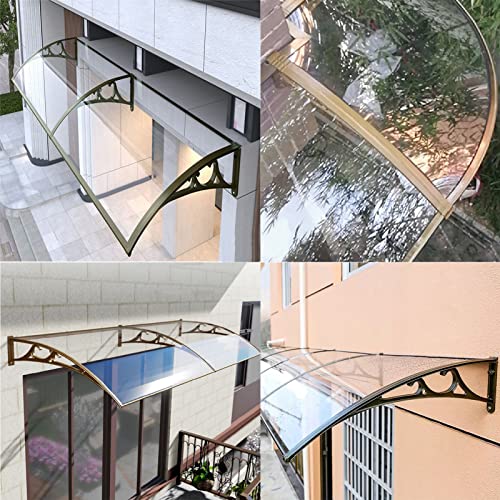 Front Door Canopy, Outdoor Window Awning Waterproof Polycarbonate Roofing Rain Shelter Aluminum Bracket Garden Patio Porch Shade Cover (Color : A, Size : 120X300Cm(47.2X118In)) #TOP4