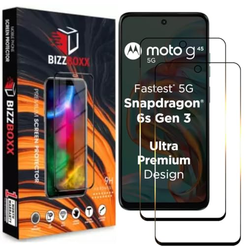 Image of Compatible With Motorola g45 5G Tempered Glass Screen Protector With Camera Cut Moto G 45 - High Definition, Shatterproof, Easy Install, Anti-Fingerprint (Moto g45 5G) - Pack of 2