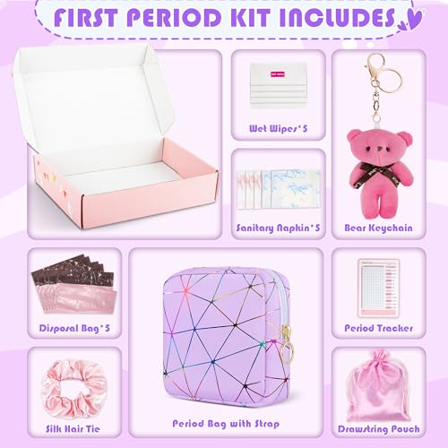 Image of Likesing First Period Kit for Girls, 5.3 inch Tampon Holder for Purse, Menstrual Starter Tampon Bag Pad Pouch, Emergency Sanitary Napkin Storage Bag Teen Period Kit Gifts for Tweens