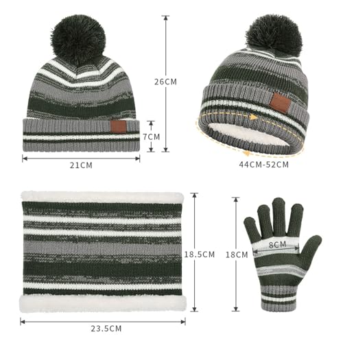 SK Studio Kids Winter Beanie Hat Scarf Gloves Set for Girls Knit Warm Pompom Toddler Boys Hats Mittens Neck Warmer3
