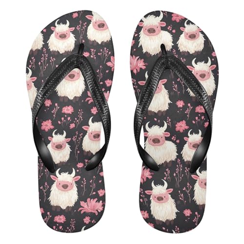 Cartoon Cows Flip Flop Sandal for Women Men, Casual Beach Slippers Indoor Outdoor XS