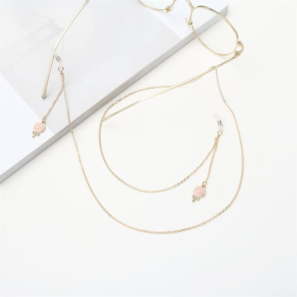 Metall-Brillenschnur, goldfarbene Strass-Süßigkeits-Anhänger-Brillenkette