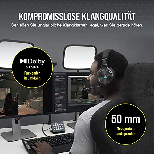 Corsair VIRTUOSO RGB WIRELESS XT Hi-Fi-Gaming-Headset mit Räumlichem Klang (Gleichzeitige Dual-Wireless-Verbindungen, PC, Mac, PS5, Switch, Mobile & Verkabelt Xbox Series X|S Kompatibilität) Schiefer - Image 5