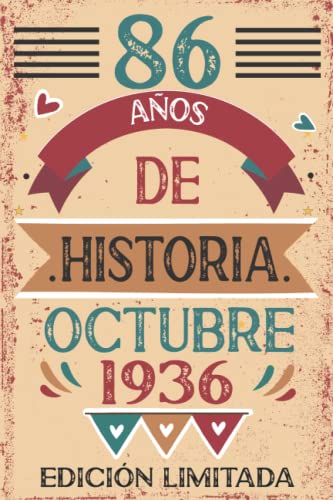 86 Años De Historia Octubre 1936: Libro de visitas, cuaderno, 110 páginas de felicitaciones, idea de regalo, regalo Para la esposa, novia, mujer, La madre